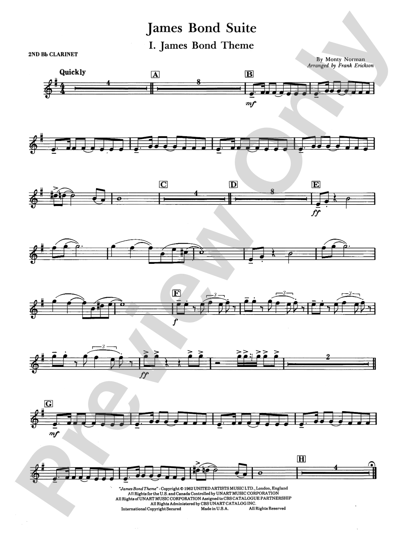 James Bond Suite (Medley): 2nd B-flat Clarinet