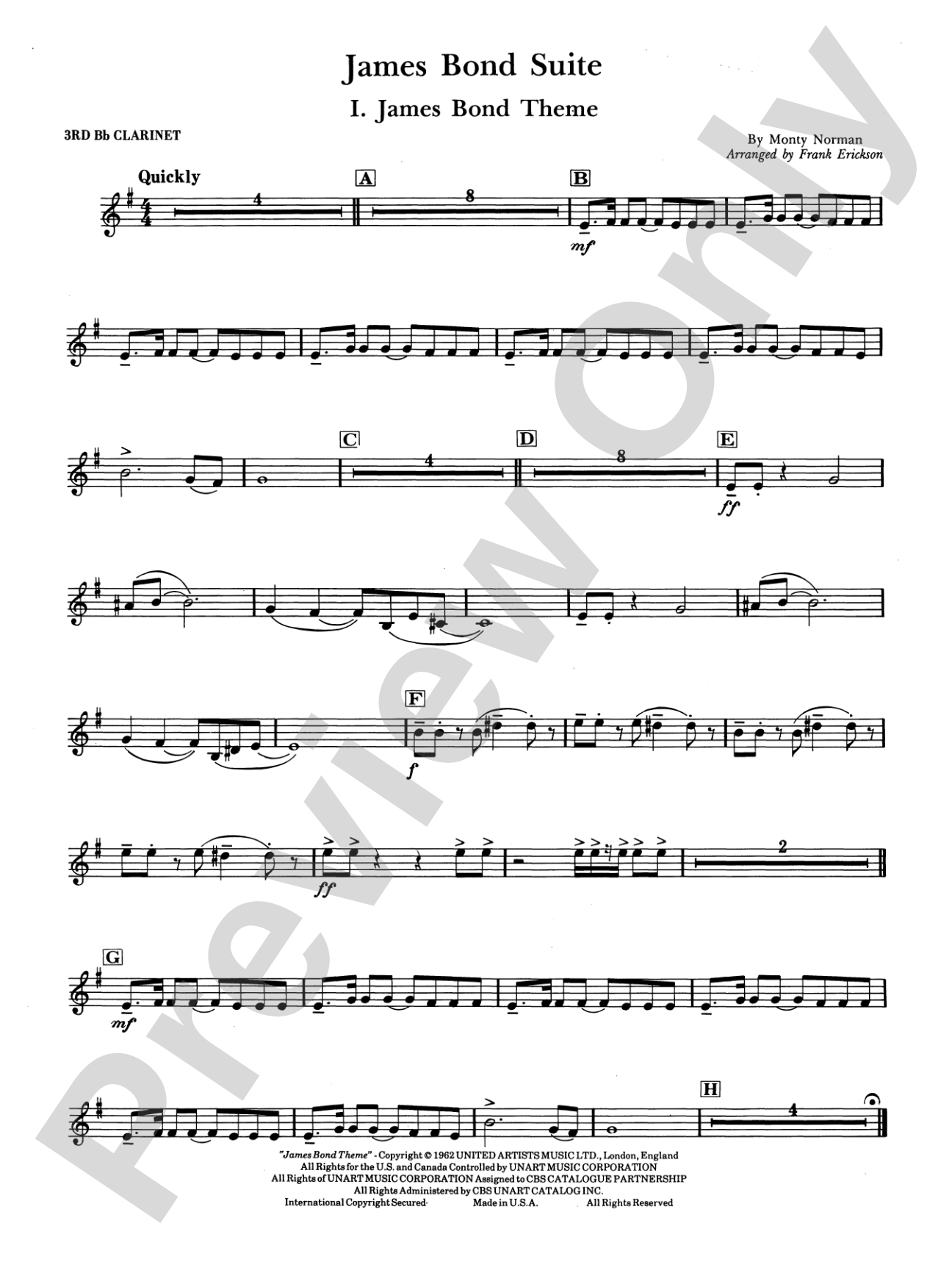 James Bond Suite (Medley): 3rd B-flat Clarinet