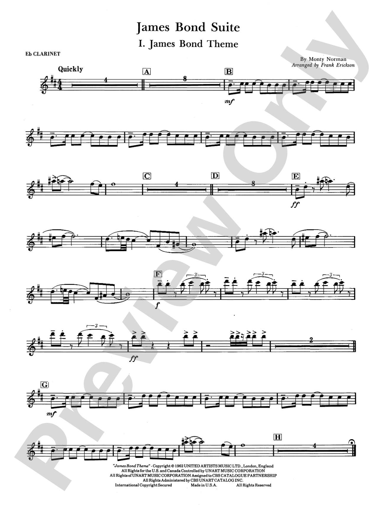 James Bond Suite (Medley): E-flat Soprano Clarinet