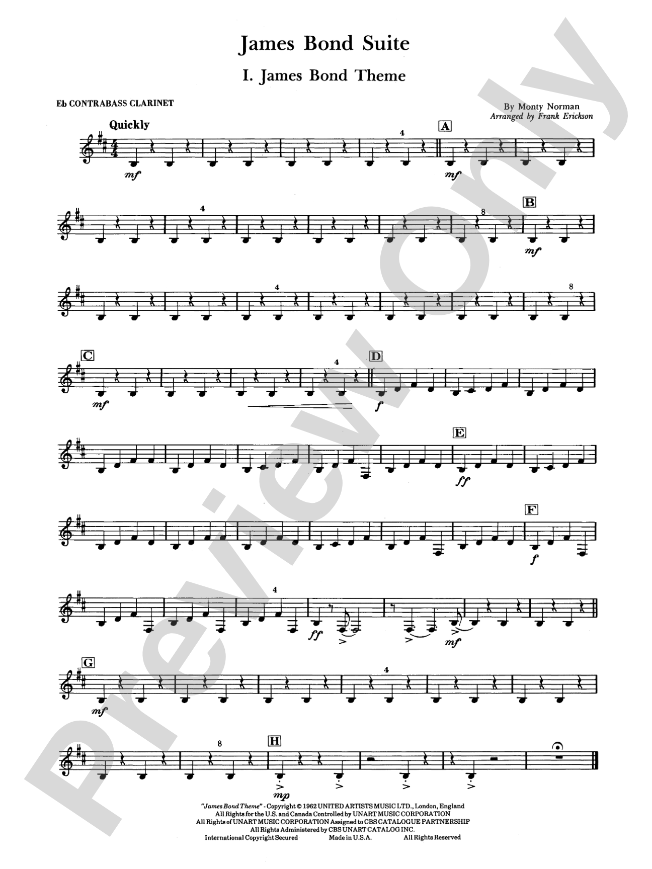 James Bond Suite (Medley): E-flat Contrabass Clarinet