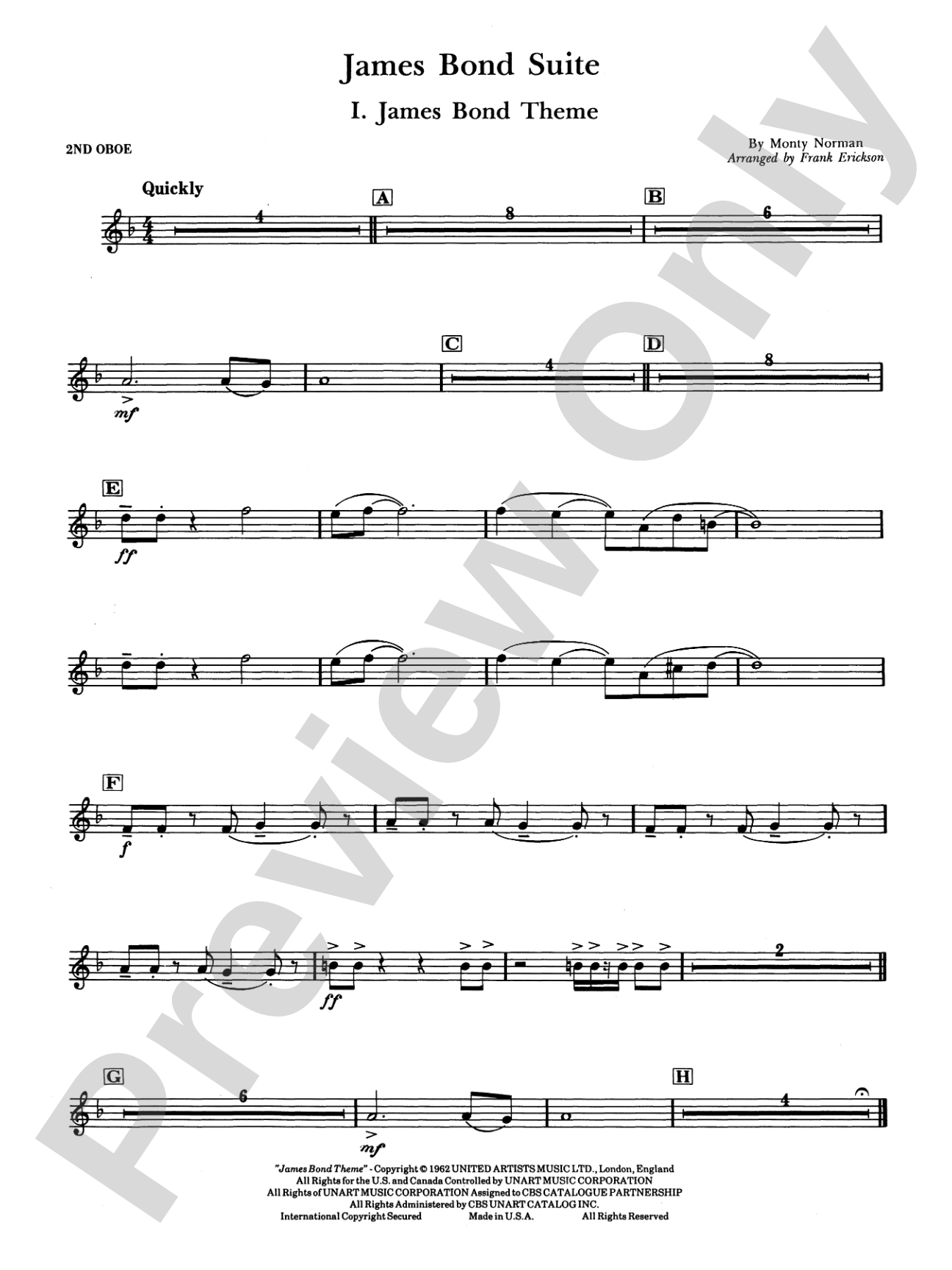 James Bond Suite (Medley): 2nd Oboe