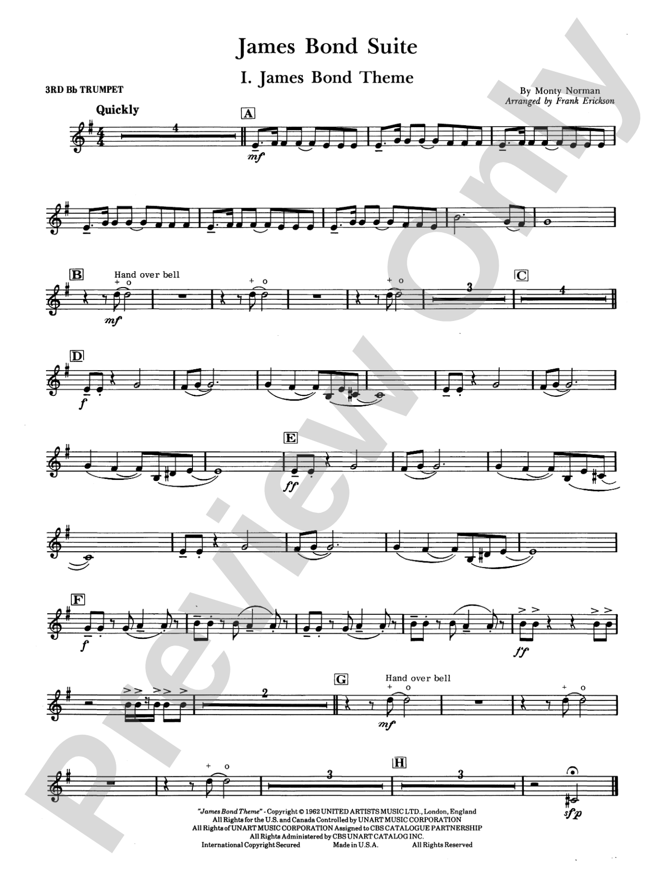 James Bond Suite (Medley): 3rd B-flat Trumpet