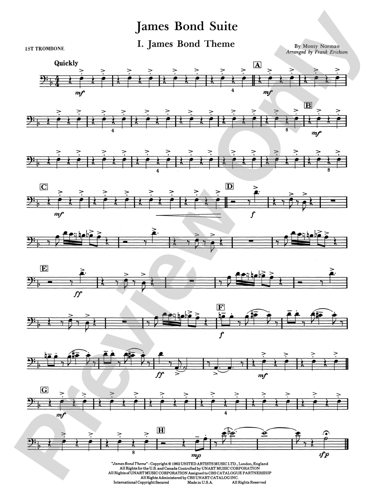 James Bond Suite (Medley): 1st Trombone