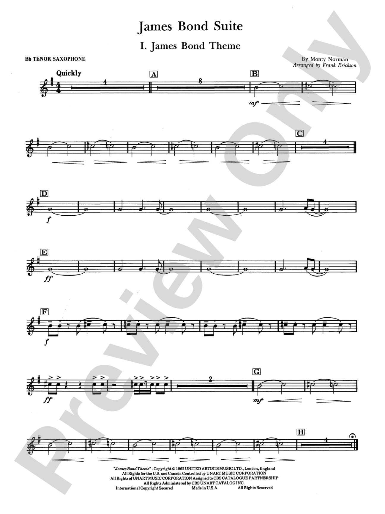 James Bond Suite (Medley): B-flat Tenor Saxophone