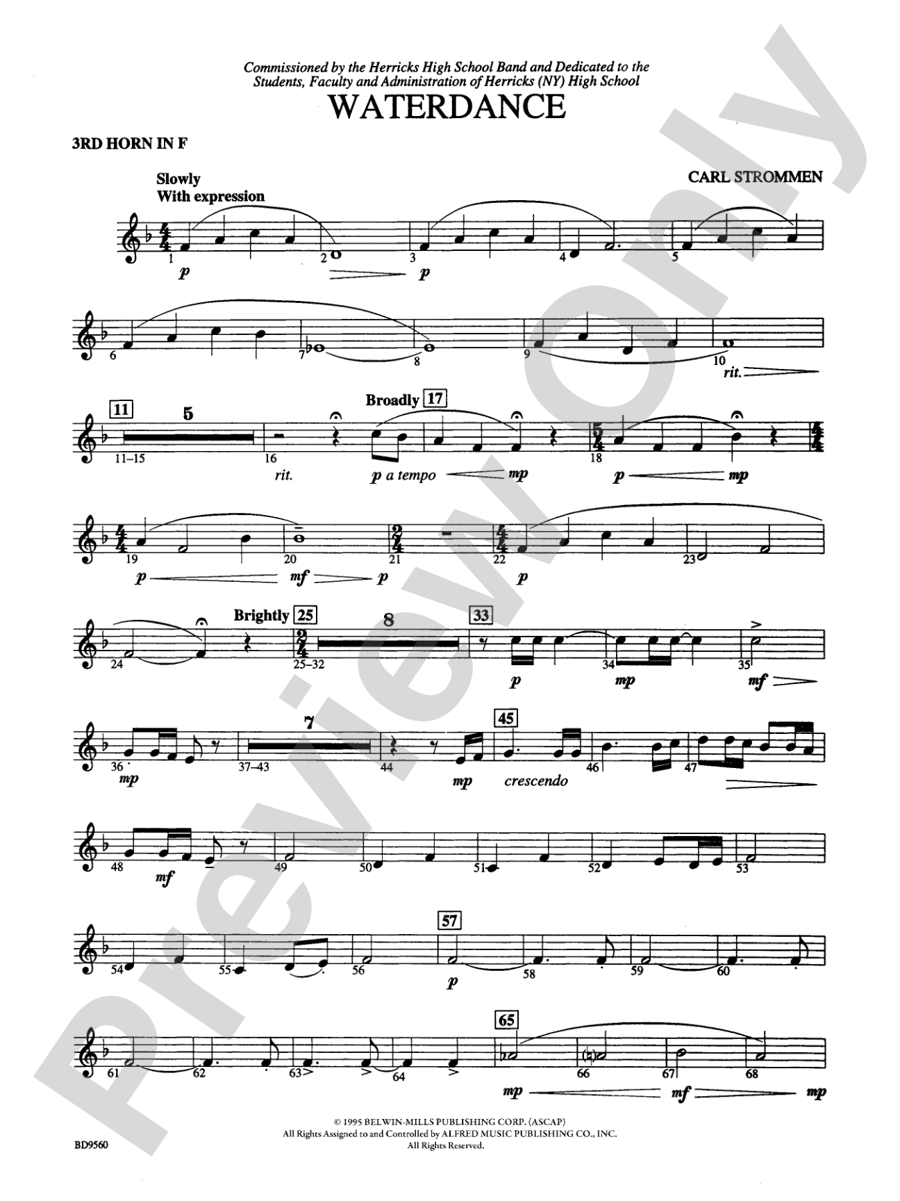 Waterdance: 3rd F Horn