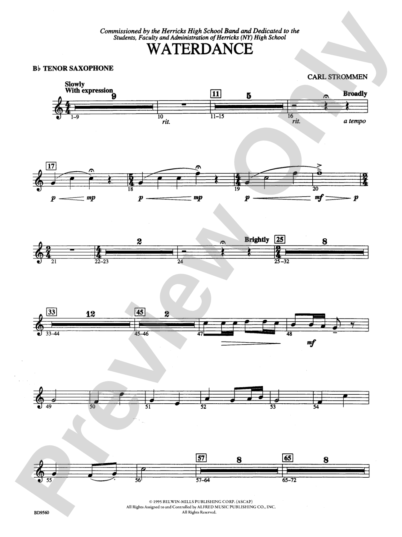 Waterdance: B-flat Tenor Saxophone