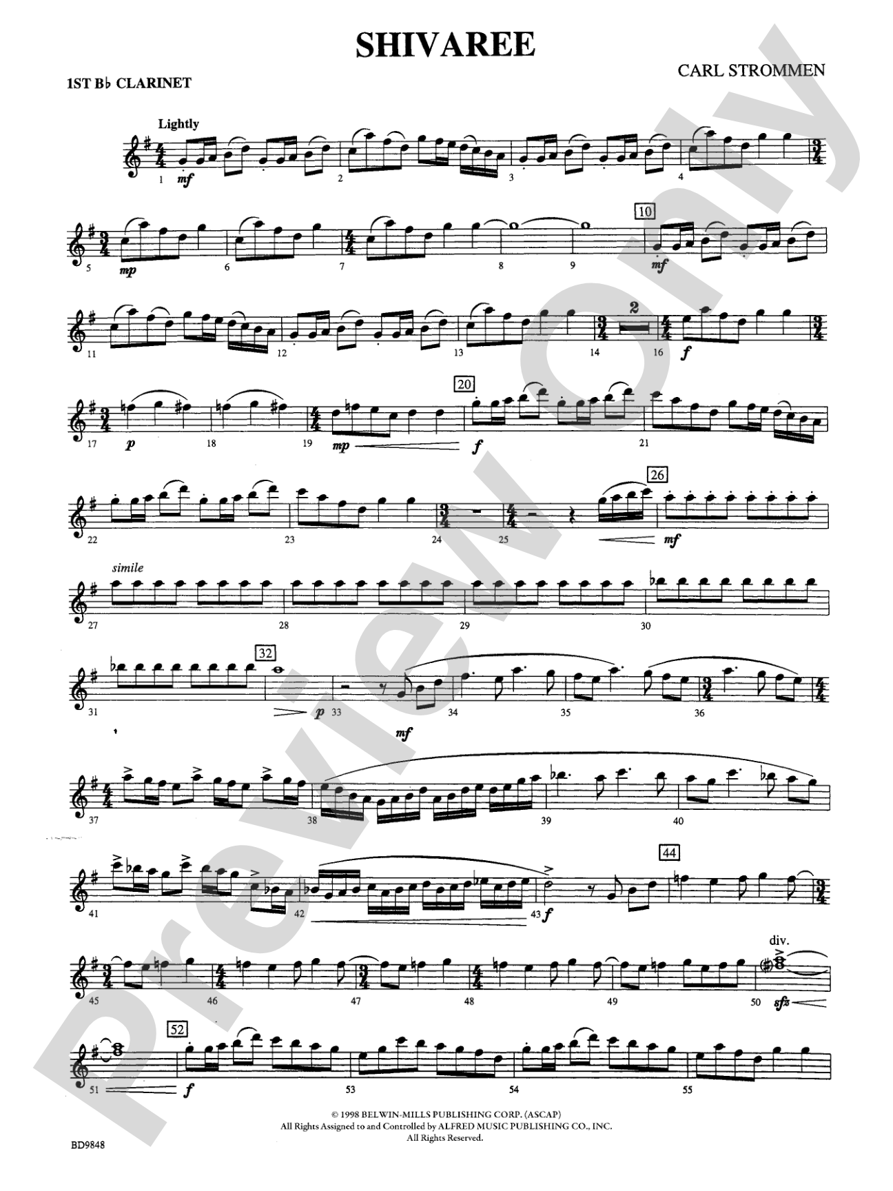 Shivaree: 1st B-flat Clarinet