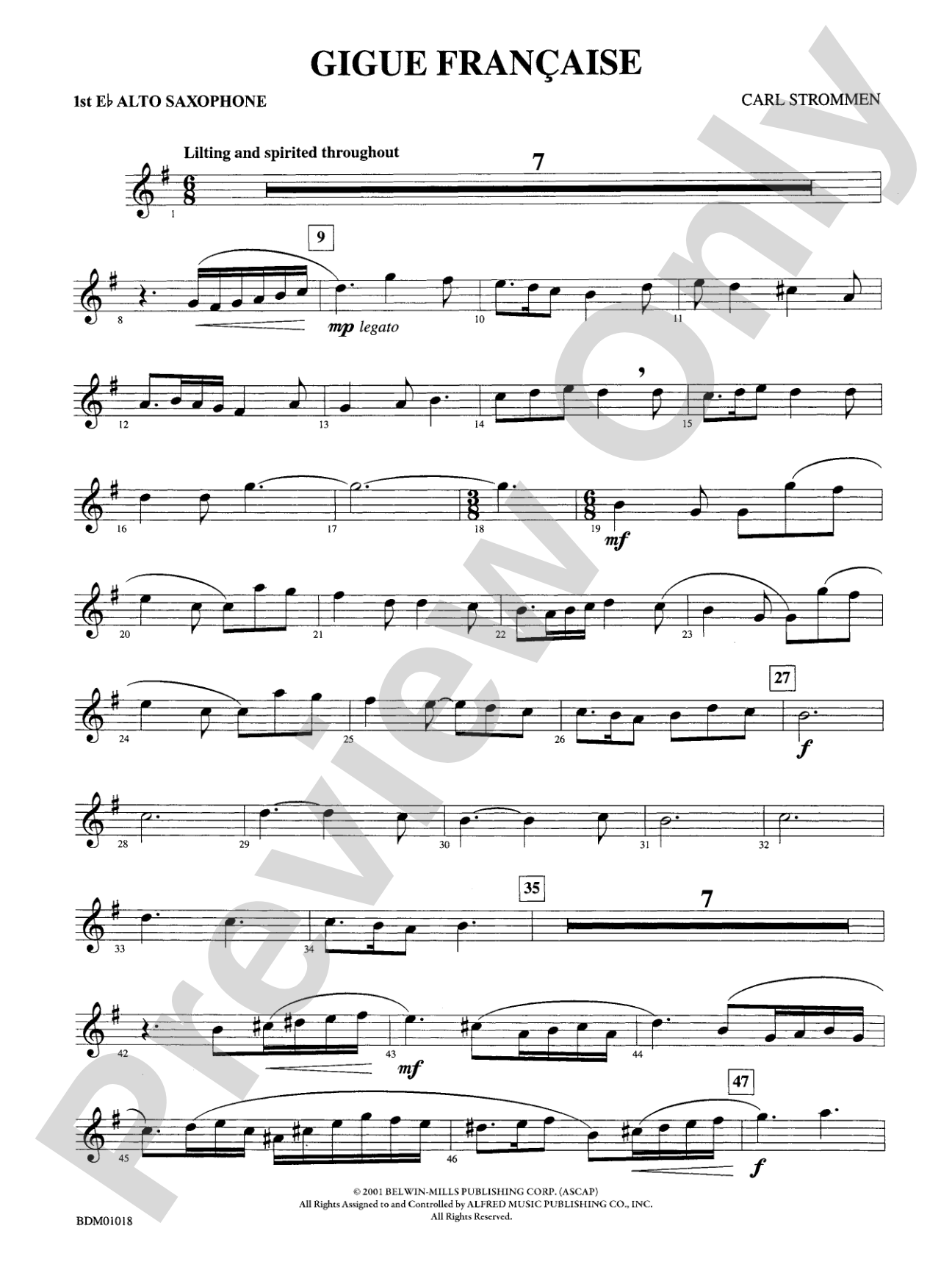 Gigue Française: E-flat Alto Saxophone