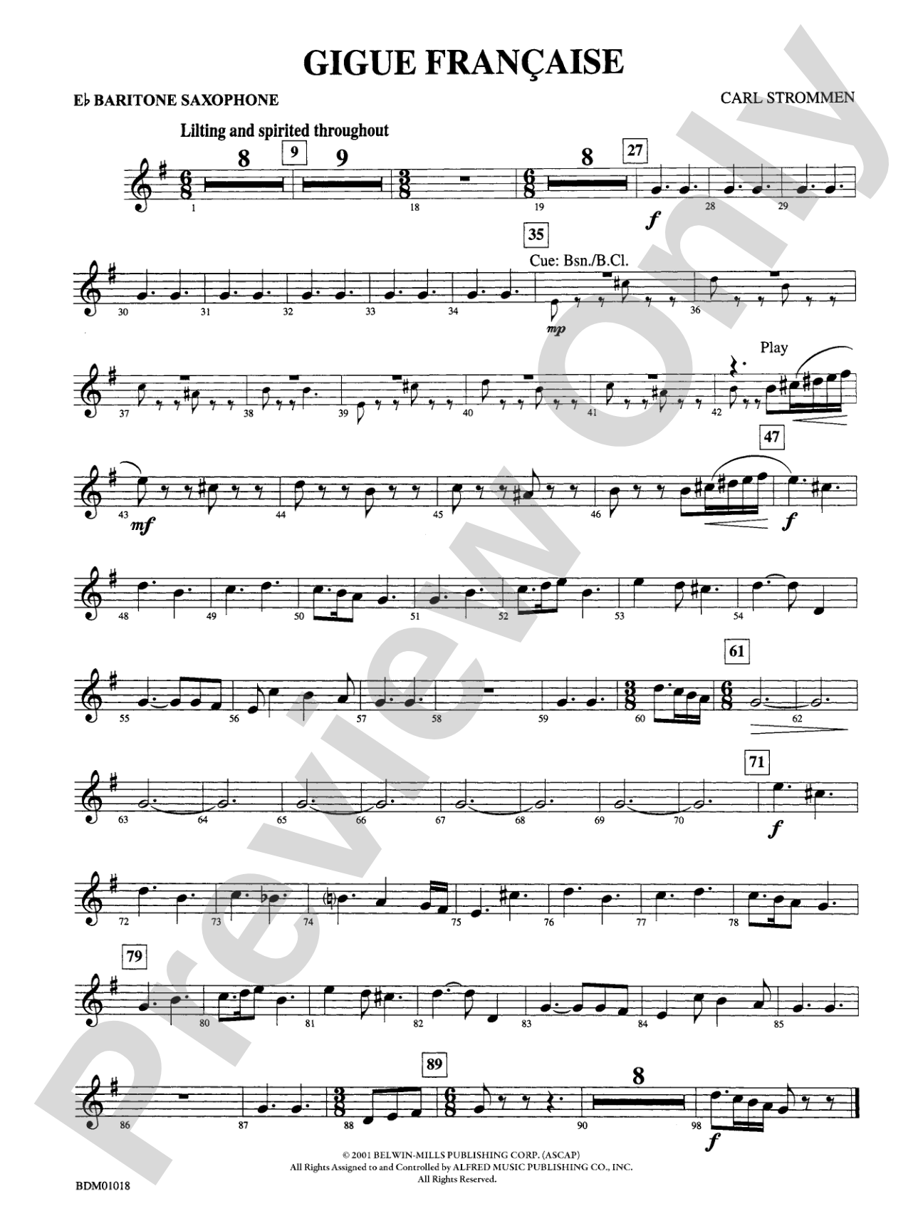 Gigue Française: E-flat Baritone Saxophone