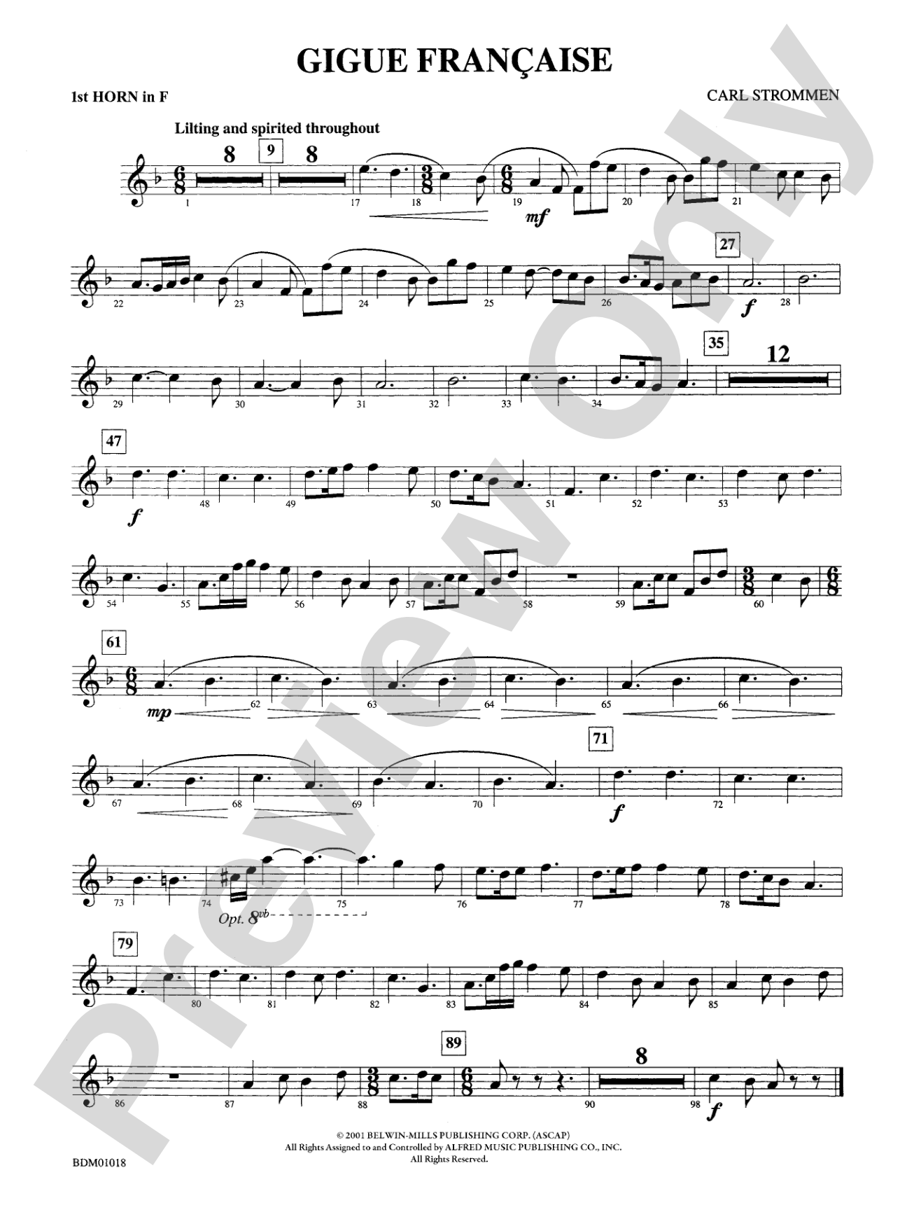 Gigue Française: 1st F Horn