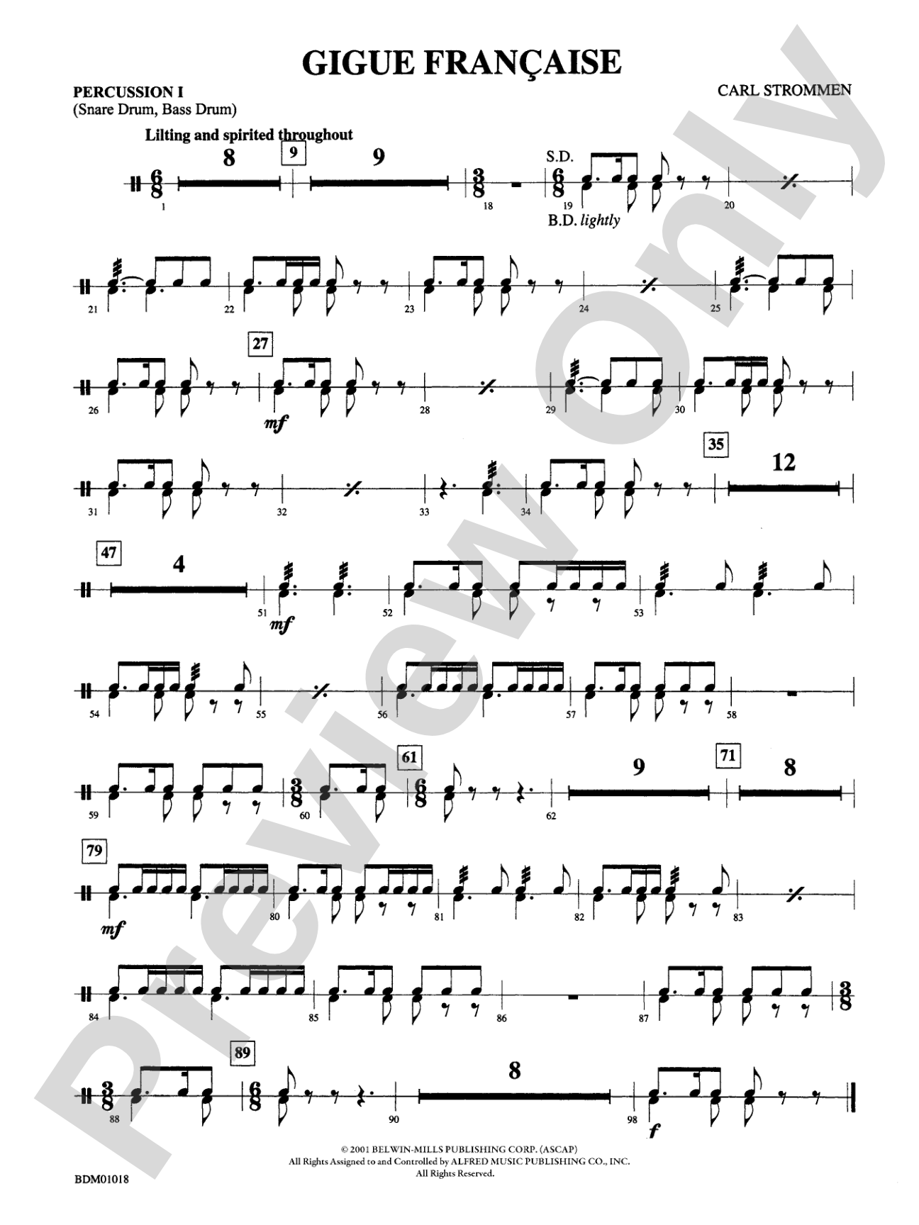 Gigue Française: 1st Percussion