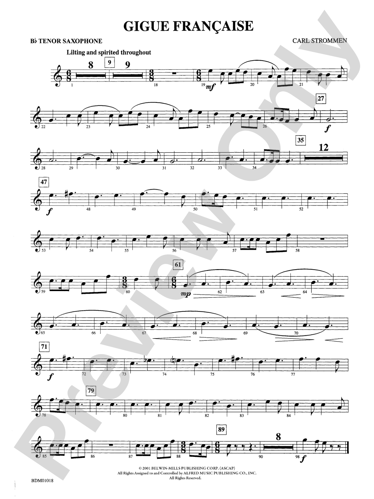 Gigue Française: B-flat Tenor Saxophone