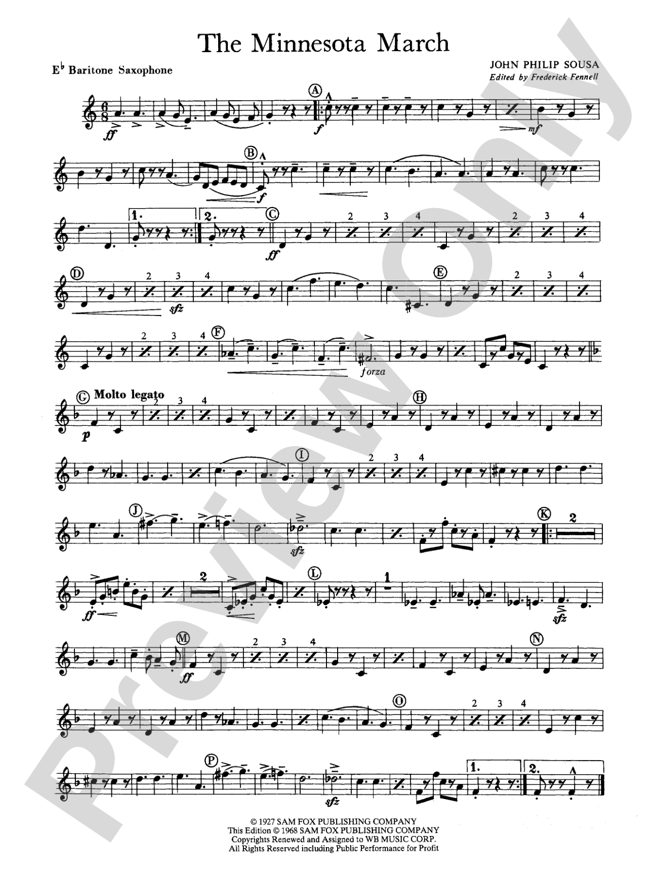 The Minnesota March: E-flat Baritone Saxophone