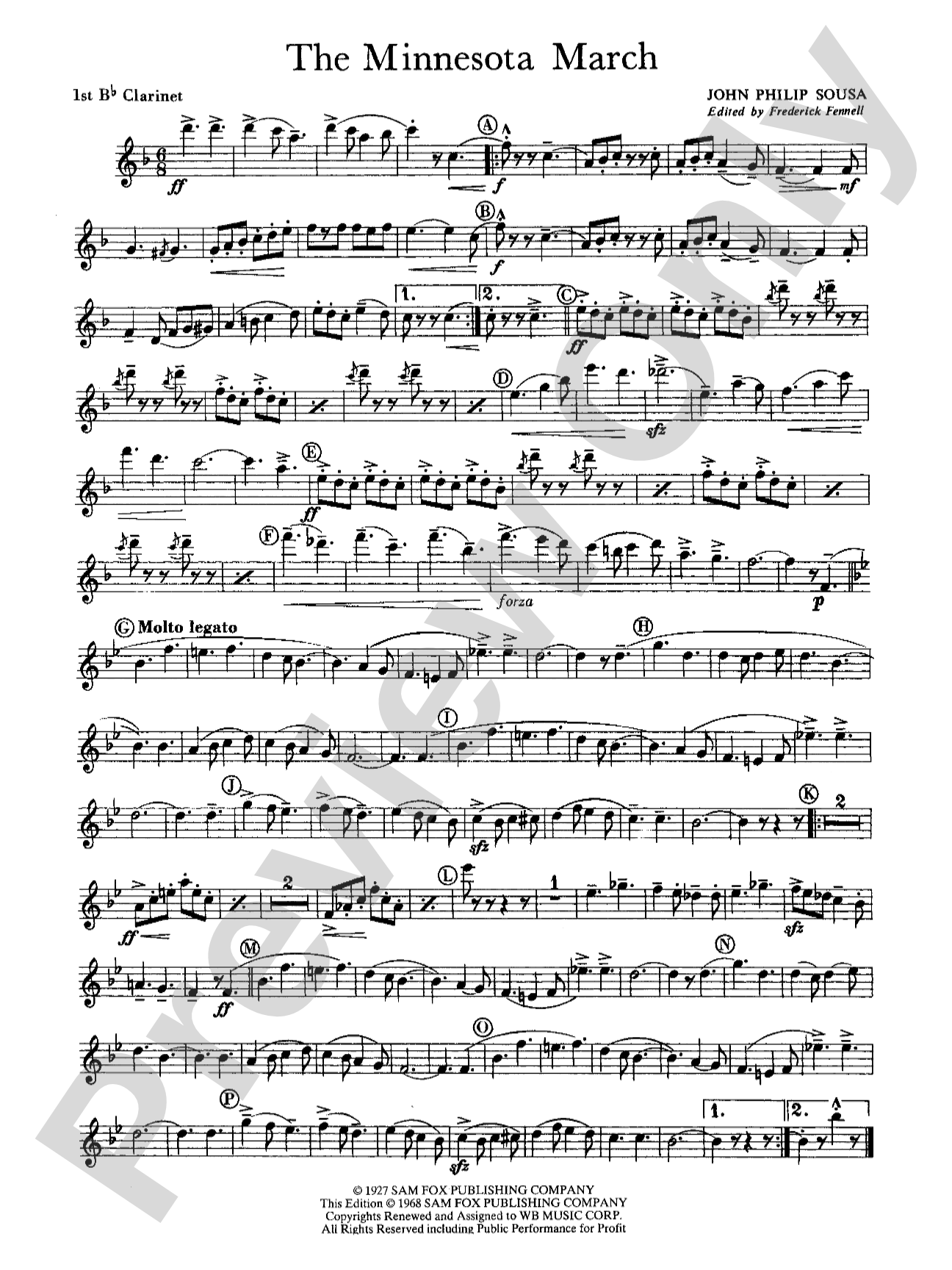 The Minnesota March: 1st B-flat Clarinet