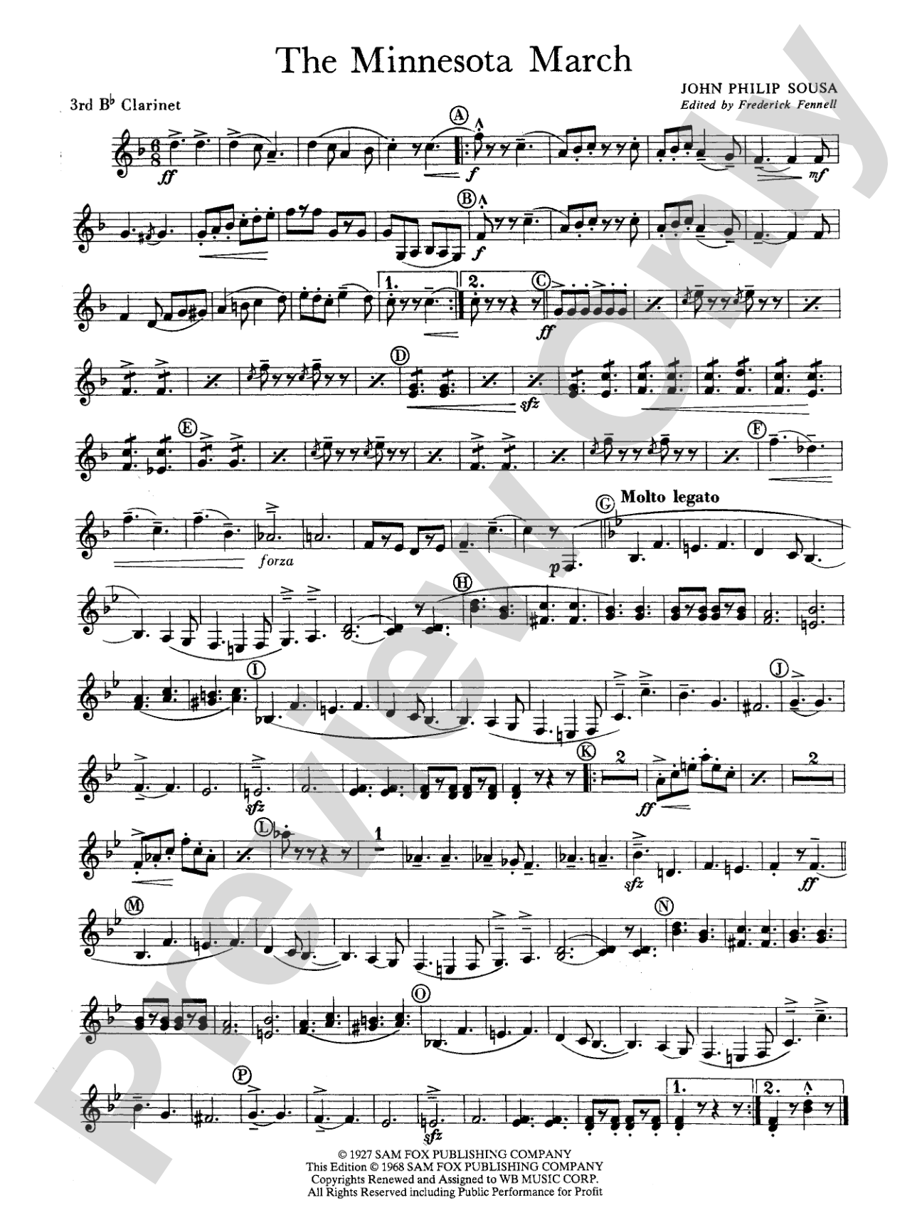 The Minnesota March: 3rd B-flat Clarinet
