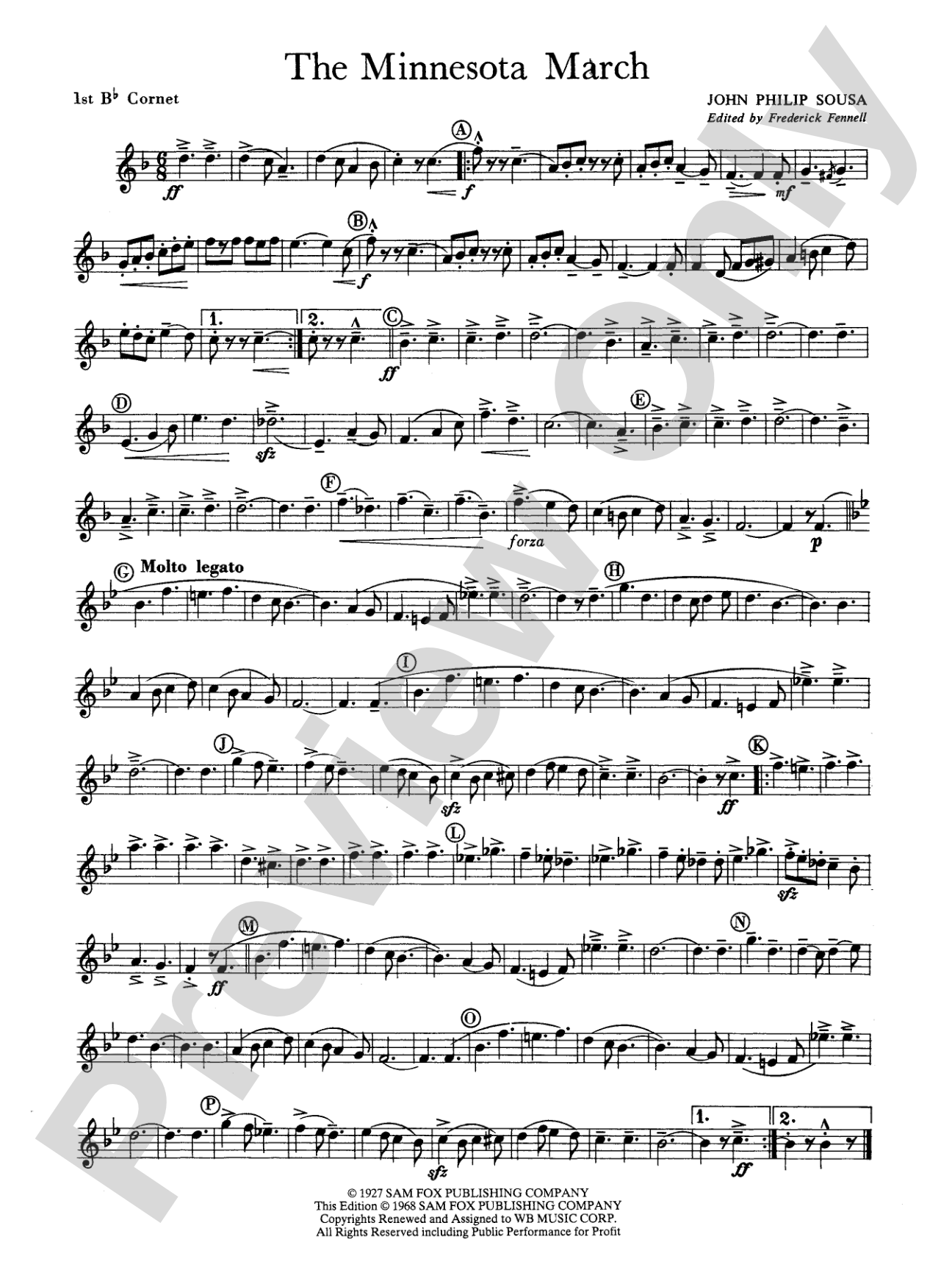 The Minnesota March: 1st B-flat Cornet