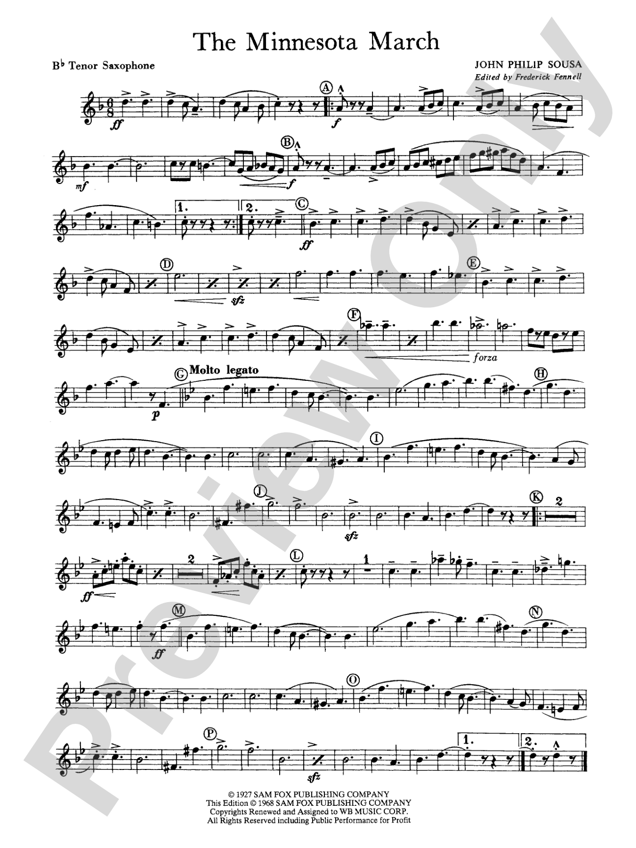 The Minnesota March: B-flat Tenor Saxophone
