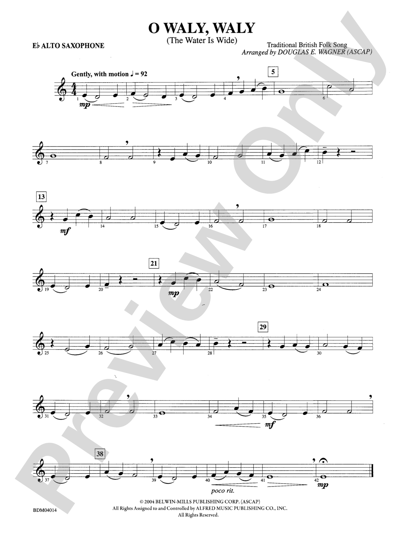 O Waly, Waly (The Water Is Wide): E-flat Alto Saxophone