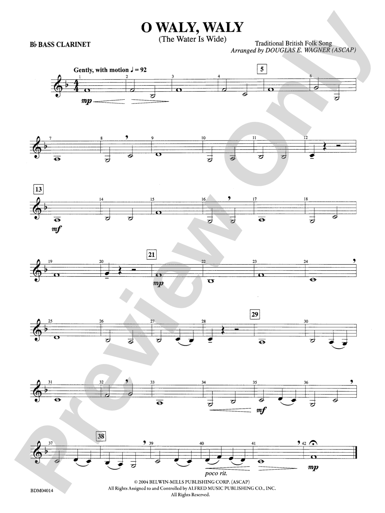 O Waly, Waly (The Water Is Wide): B-flat Bass Clarinet