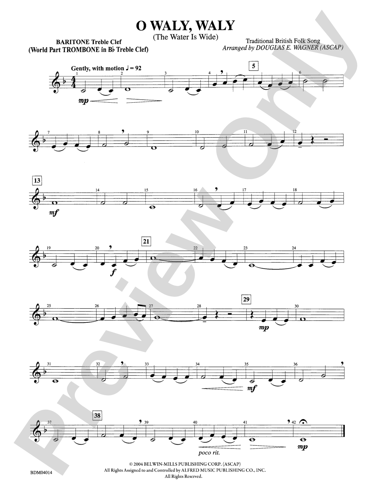 O Waly, Waly (The Water Is Wide): Baritone T.C.