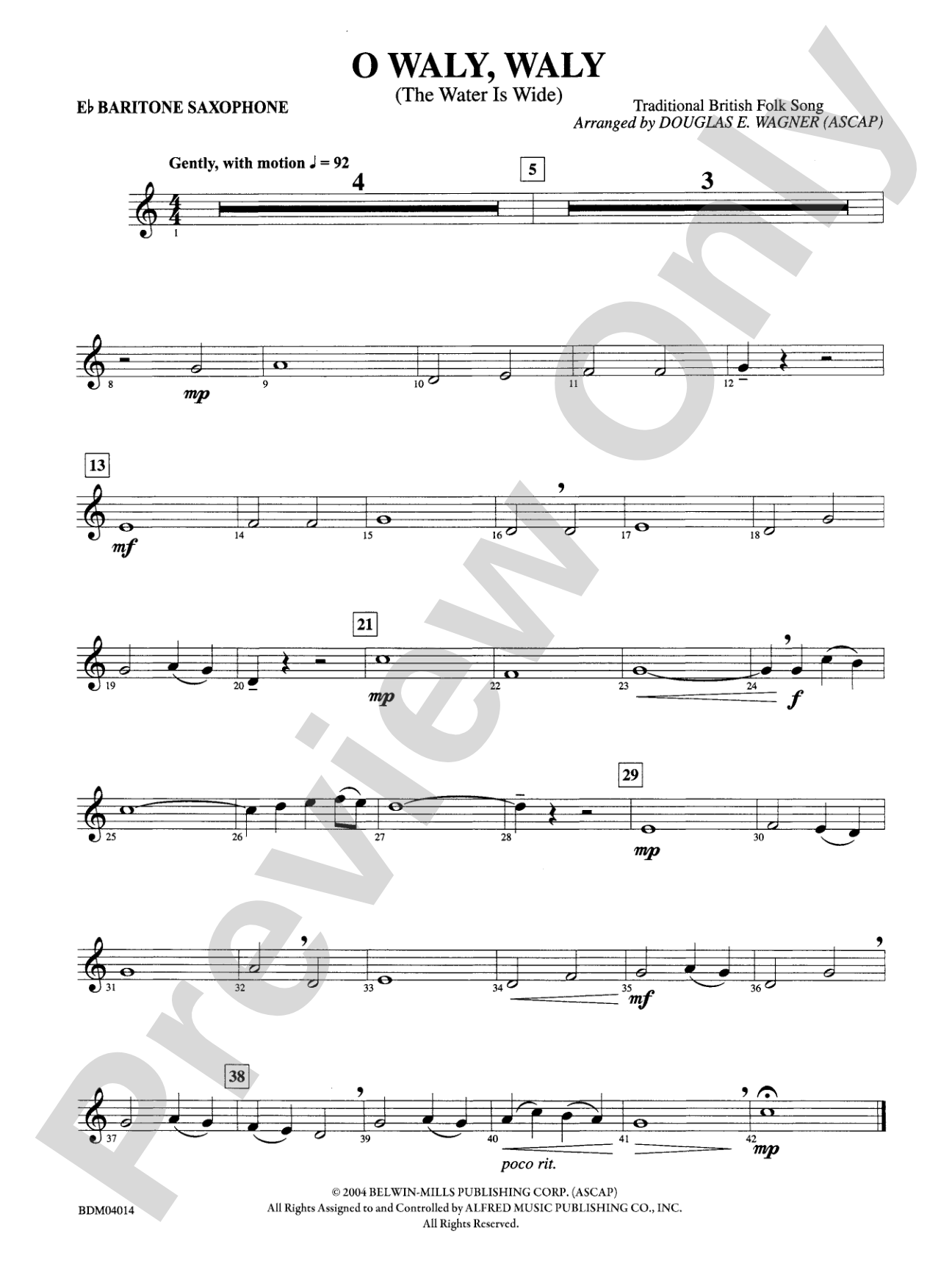 O Waly, Waly (The Water Is Wide): E-flat Baritone Saxophone