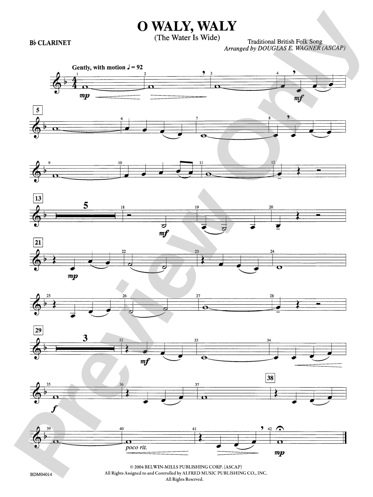 O Waly, Waly (The Water Is Wide): 1st B-flat Clarinet