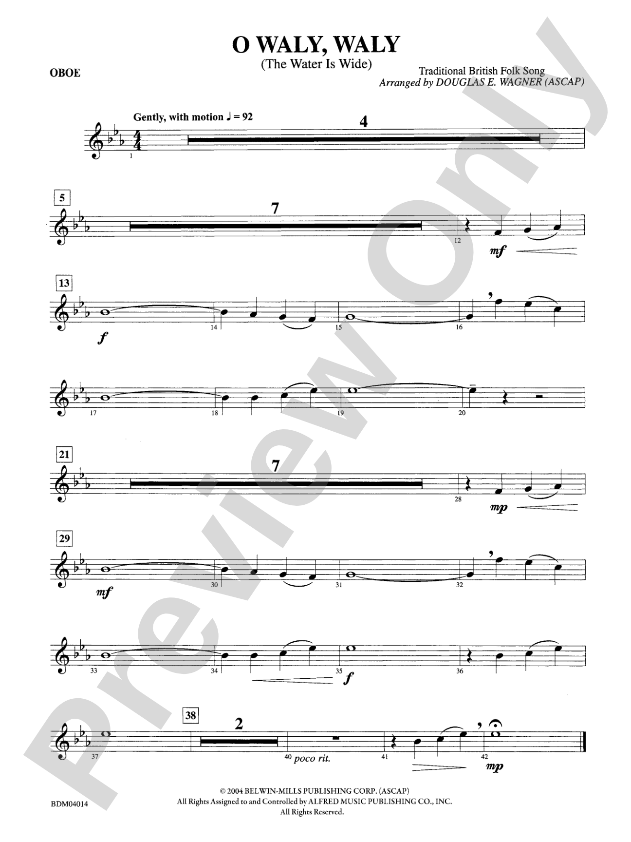O Waly, Waly (The Water Is Wide): Oboe
