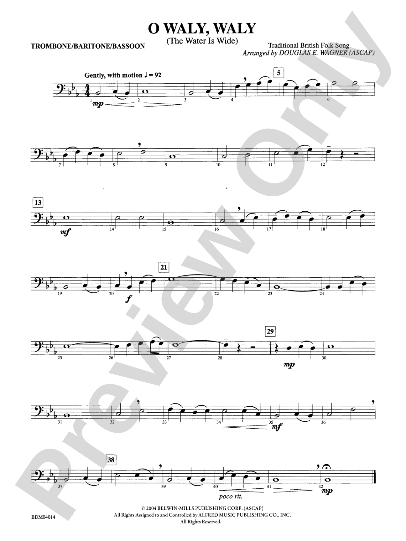 O Waly, Waly (The Water Is Wide): 1st Trombone