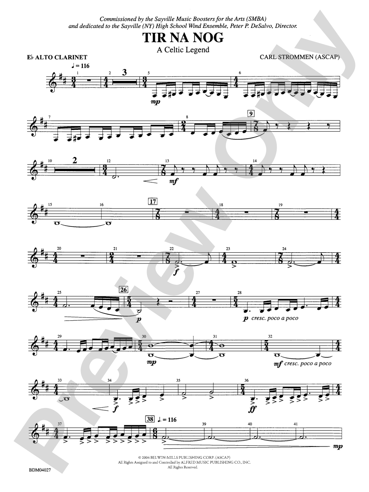 Tir Na Nog (A Celtic Legend): E-flat Alto Clarinet