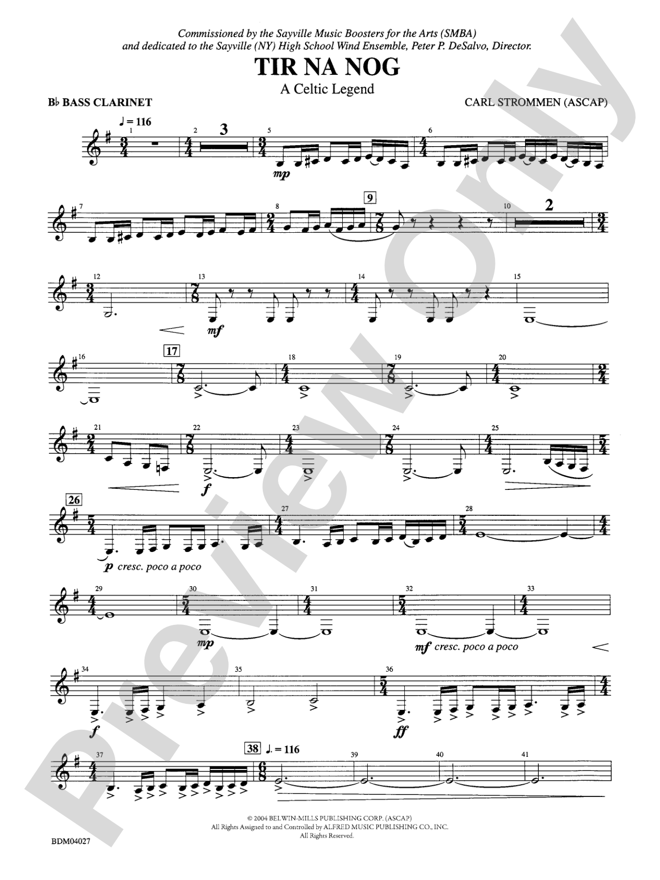 Tir Na Nog (A Celtic Legend): B-flat Bass Clarinet