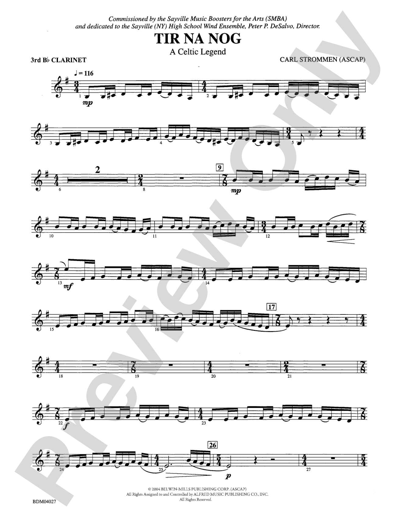 Tir Na Nog (A Celtic Legend): 3rd B-flat Clarinet