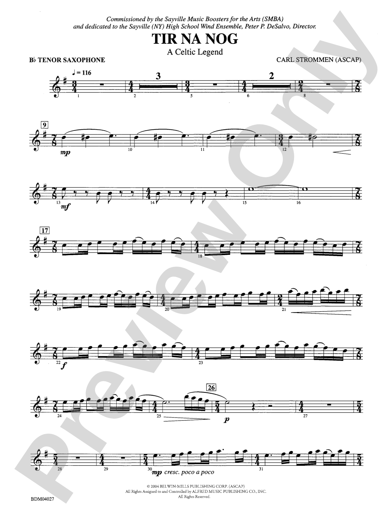 Tir Na Nog (A Celtic Legend): B-flat Tenor Saxophone
