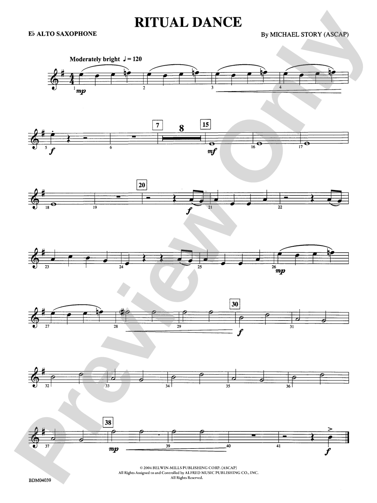 Ritual Dance: E-flat Alto Saxophone