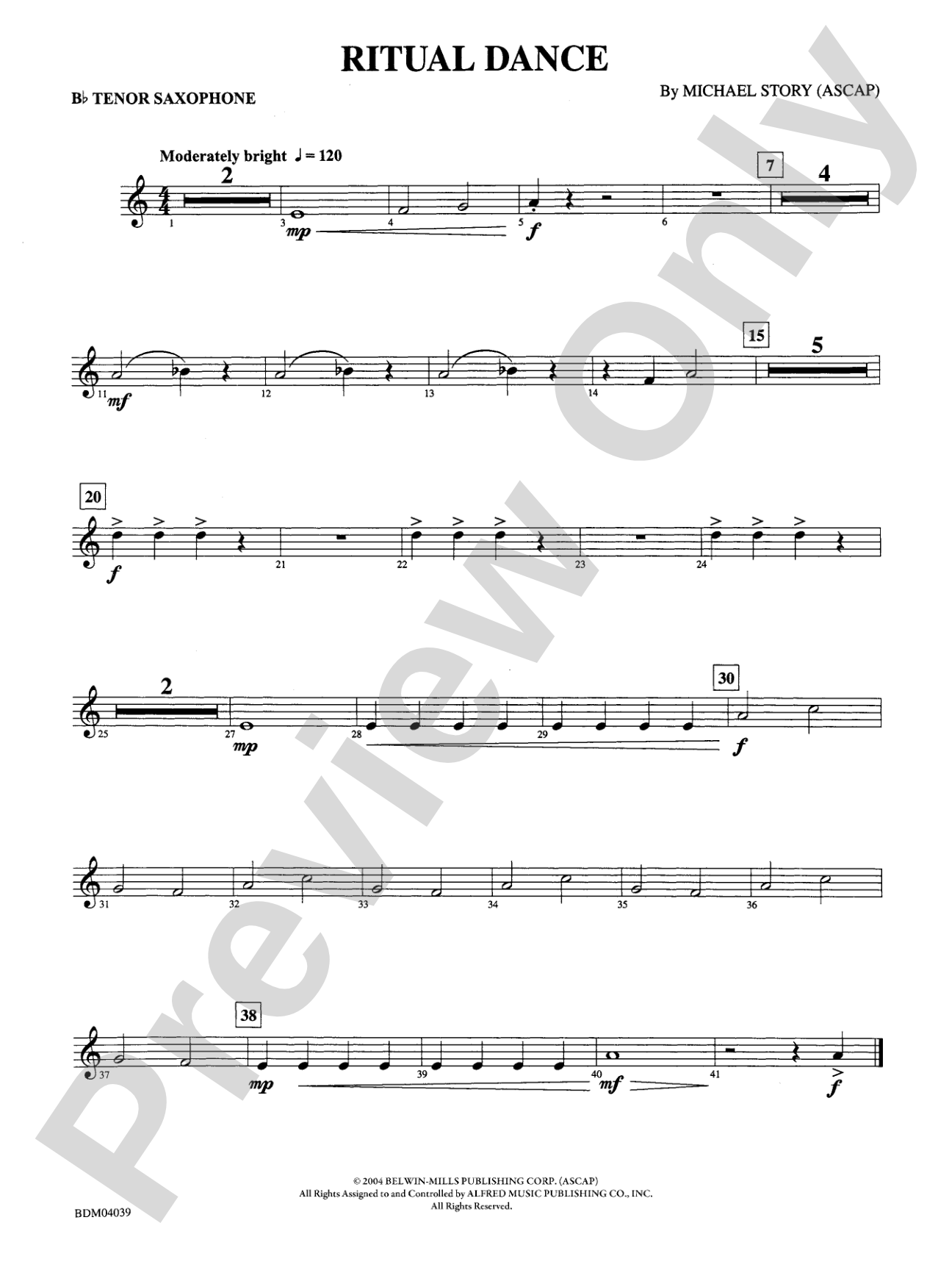 Ritual Dance: B-flat Tenor Saxophone