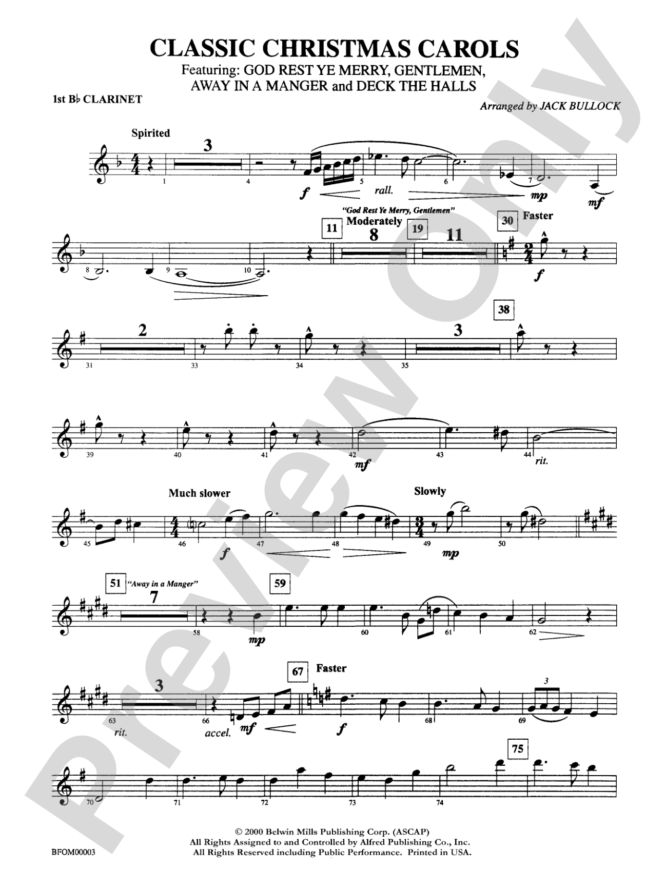 Classic Christmas Carols: 1st B-flat Clarinet