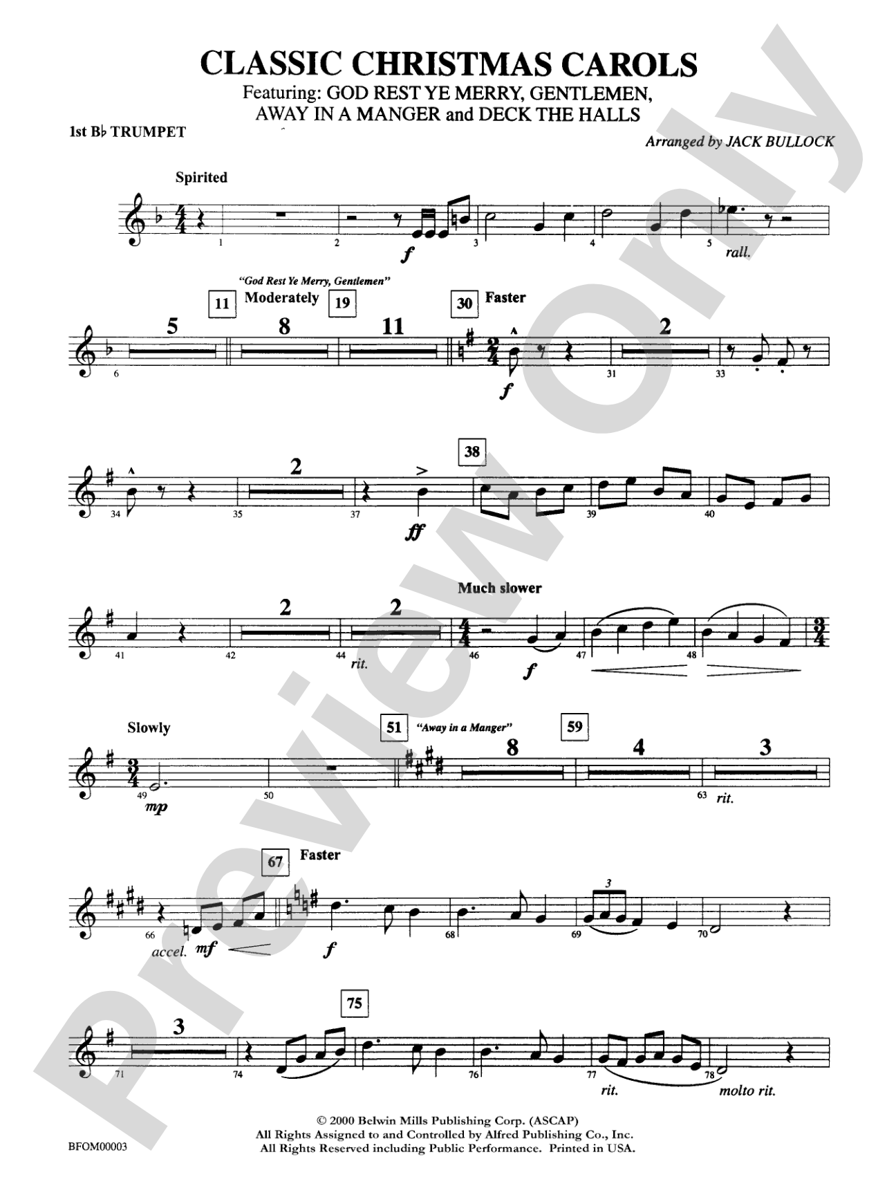 Classic Christmas Carols: 1st B-flat Trumpet