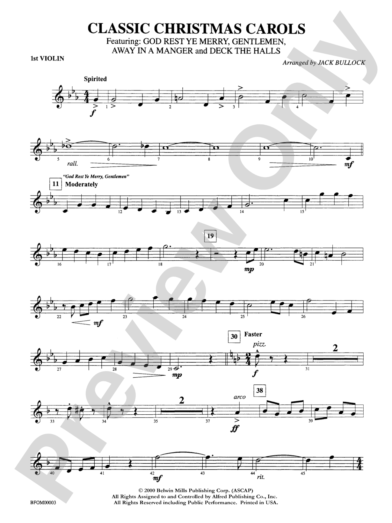 Classic Christmas Carols: 1st Violin