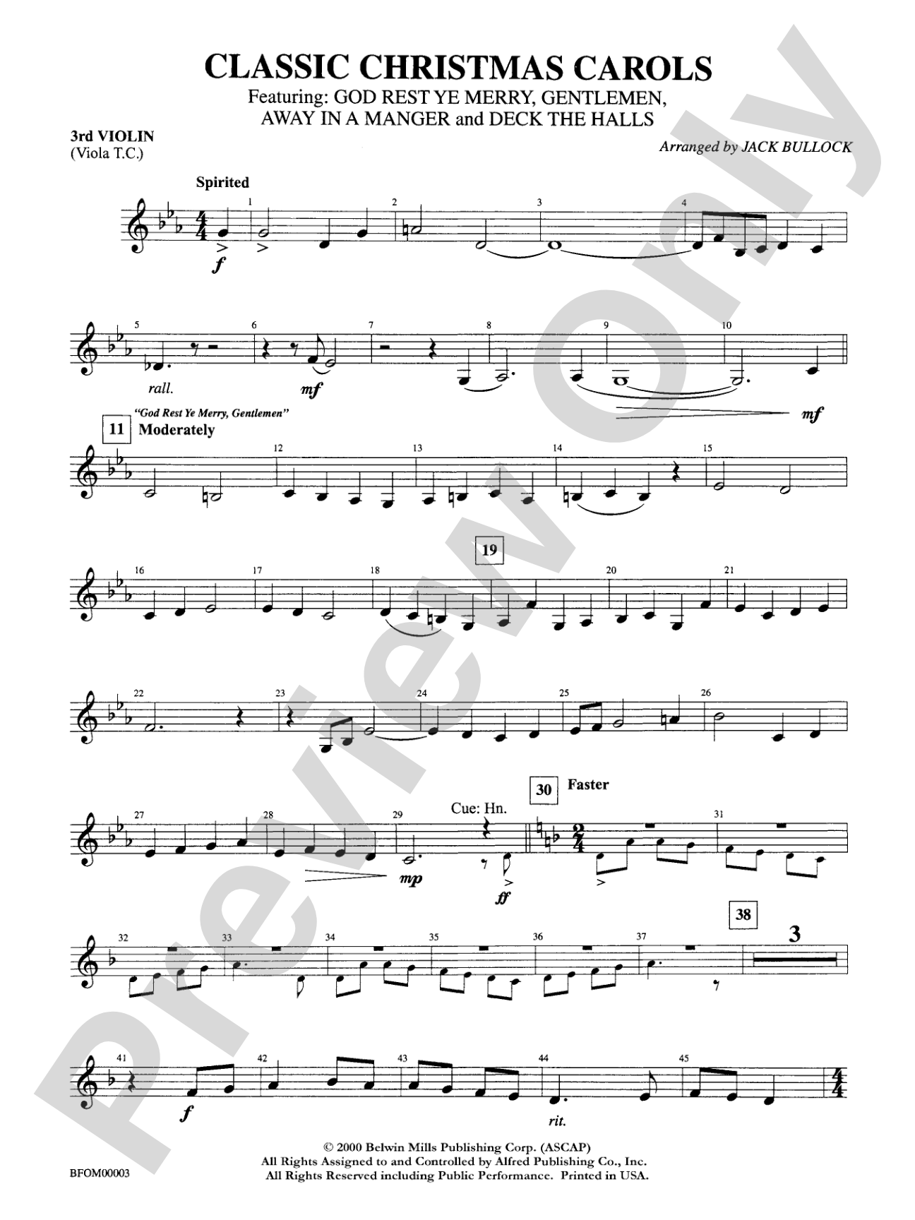 Classic Christmas Carols: 3rd Violin (Viola [TC])
