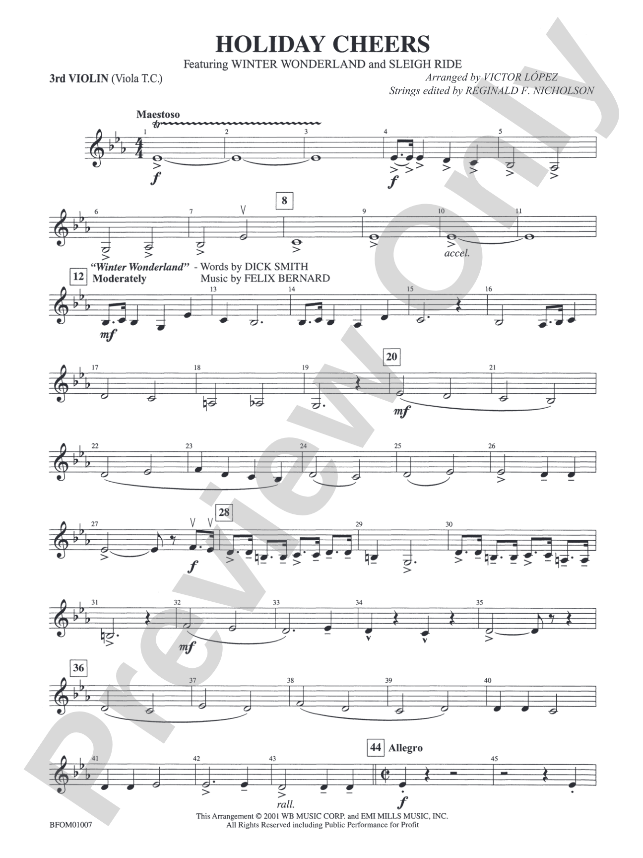 Holiday Cheers: 3rd Violin (Viola [TC])