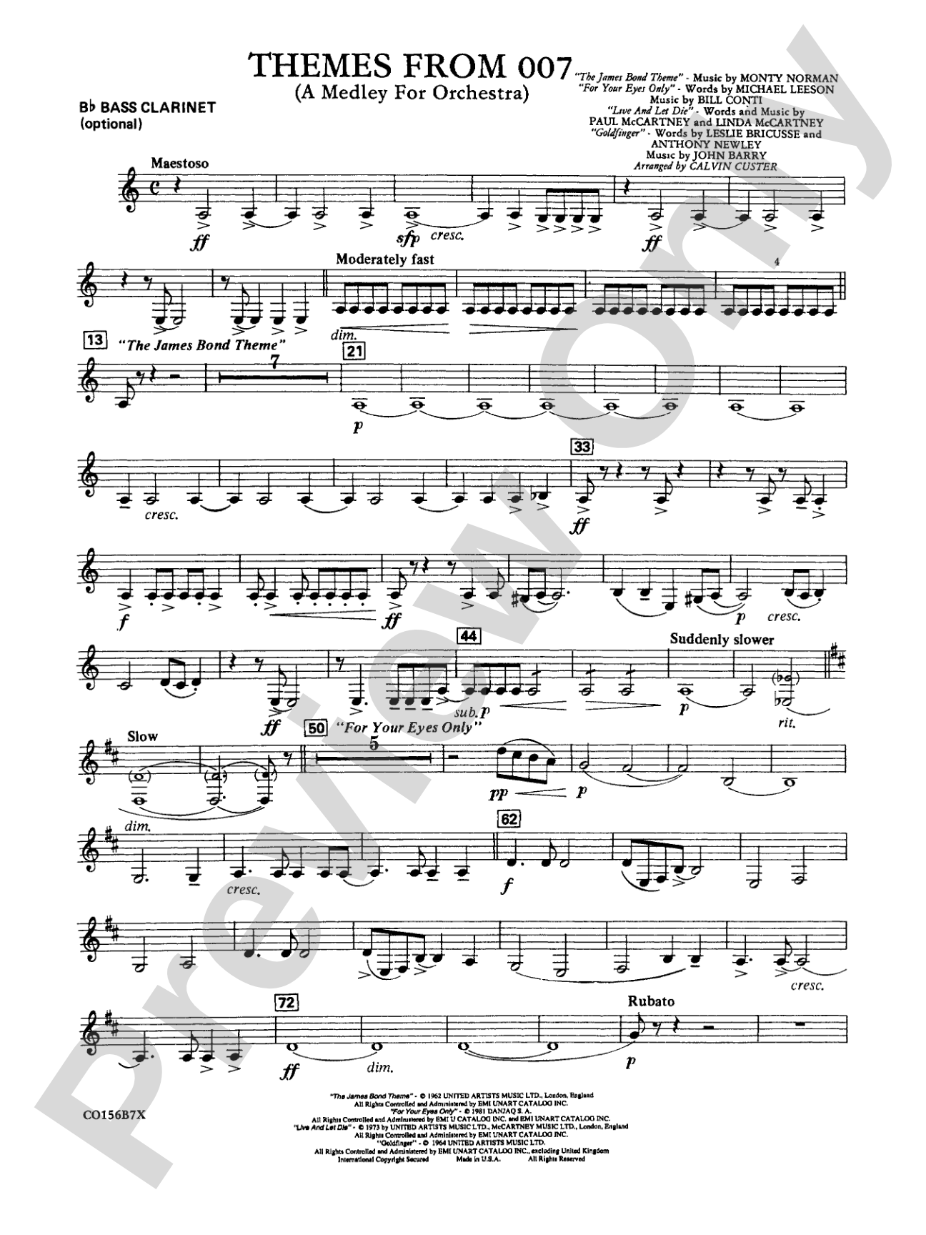 Themes from 007: B-flat Bass Clarinet