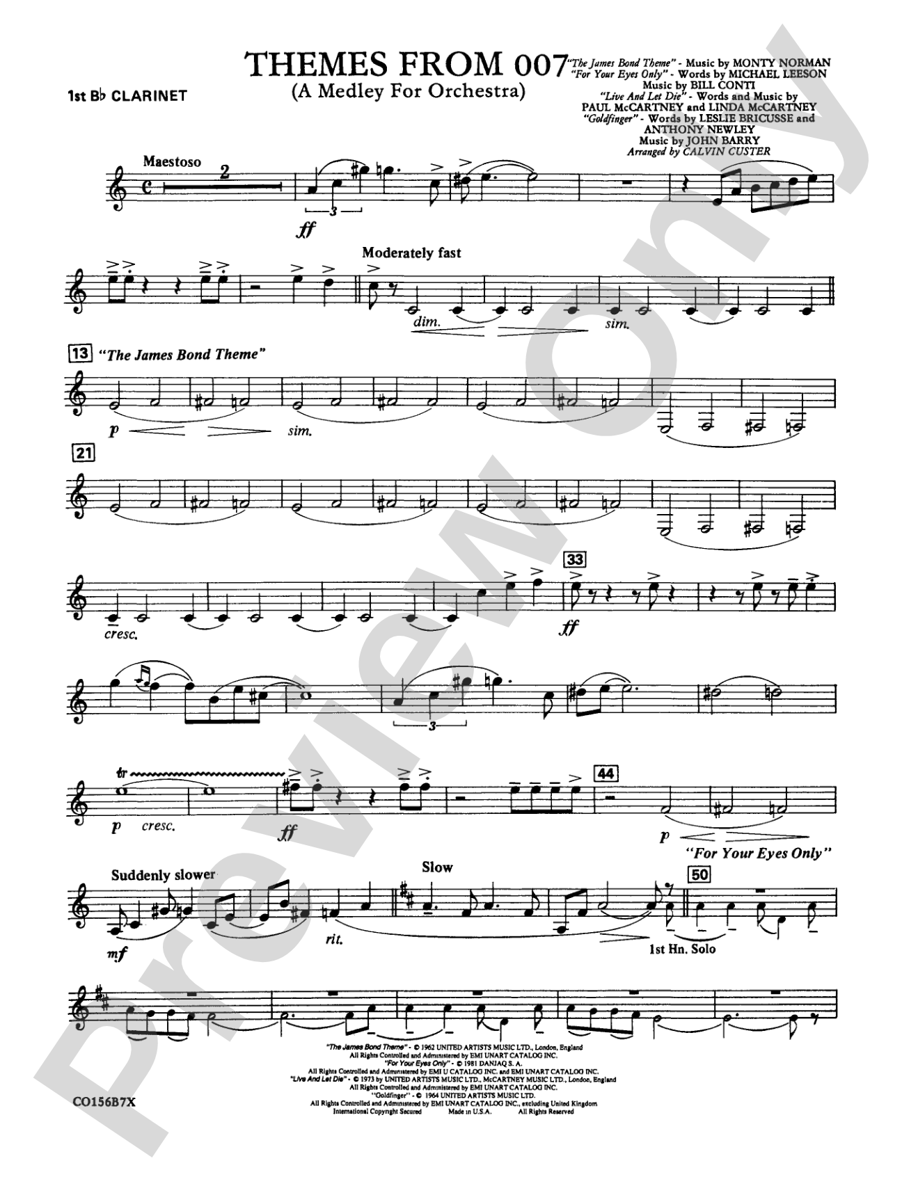 Themes from 007: 1st B-flat Clarinet