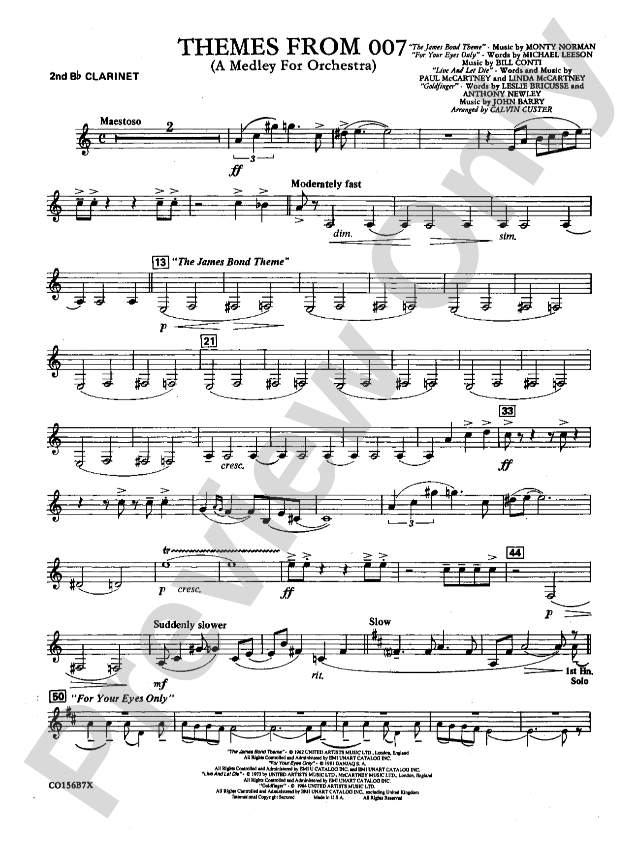 Themes from 007: 2nd B-flat Clarinet