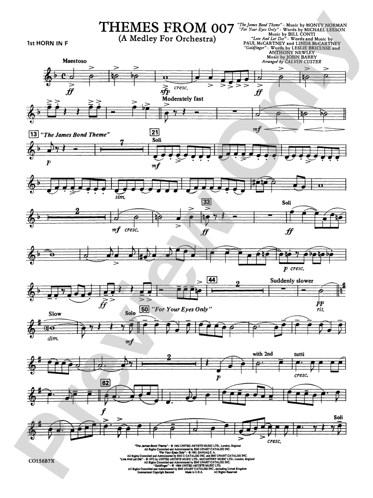 Themes from 007: 1st F Horn