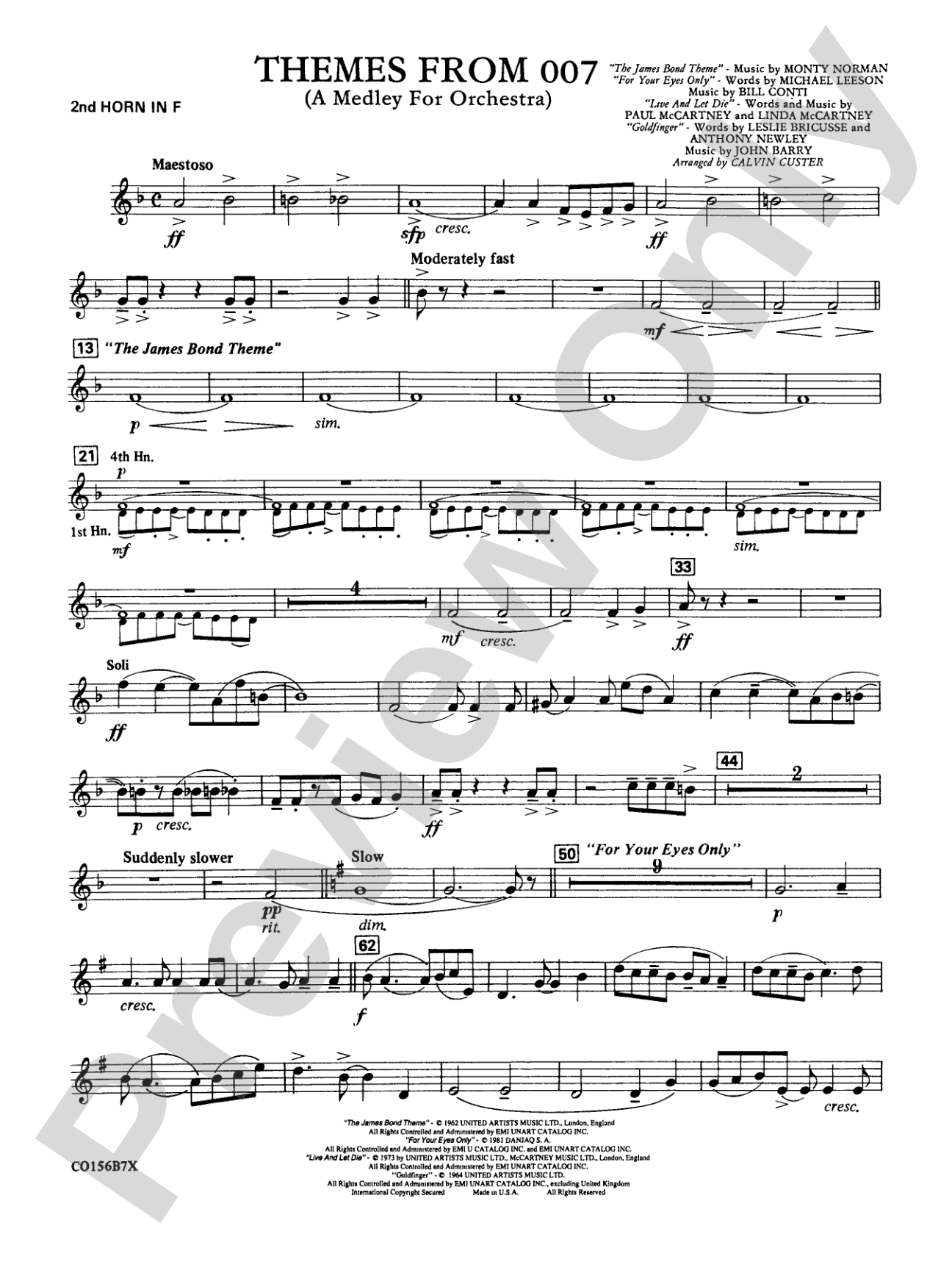 Themes from 007: 2nd F Horn