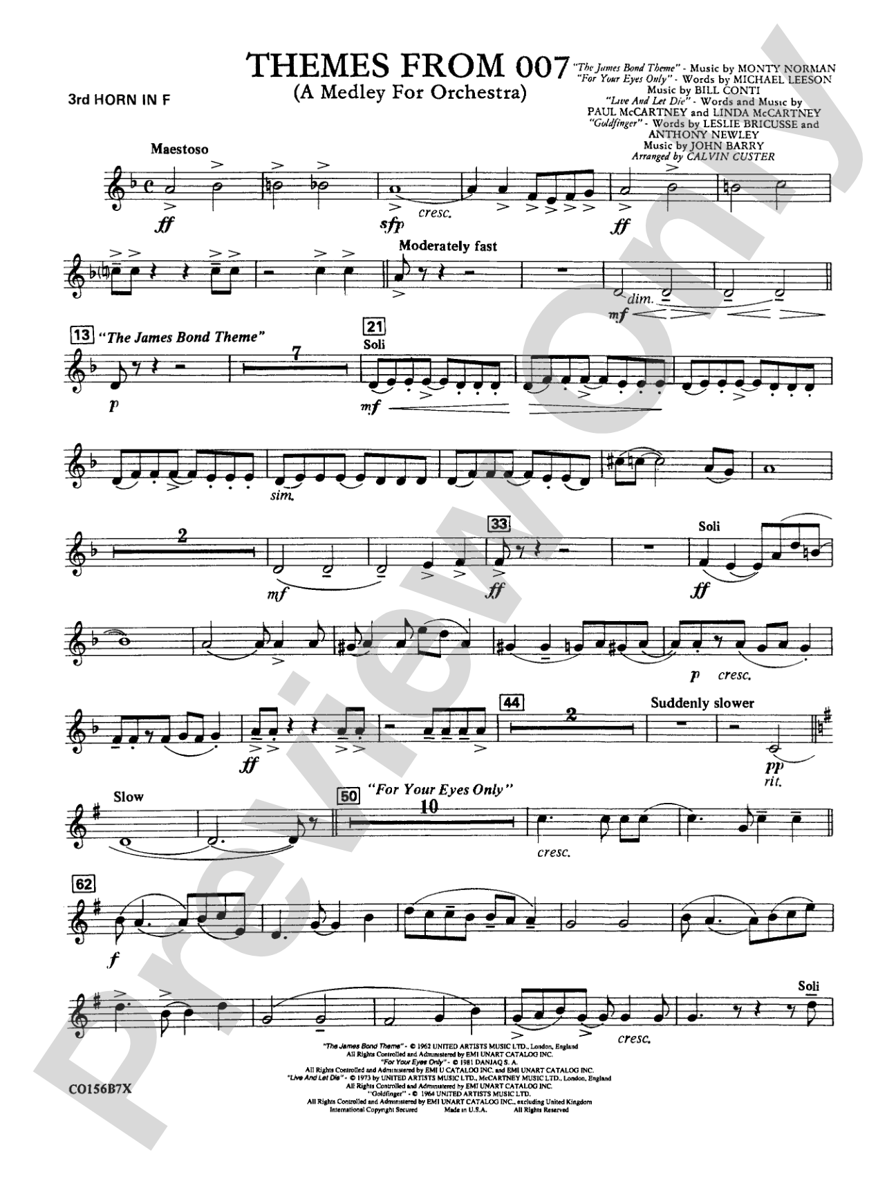Themes from 007: 3rd F Horn