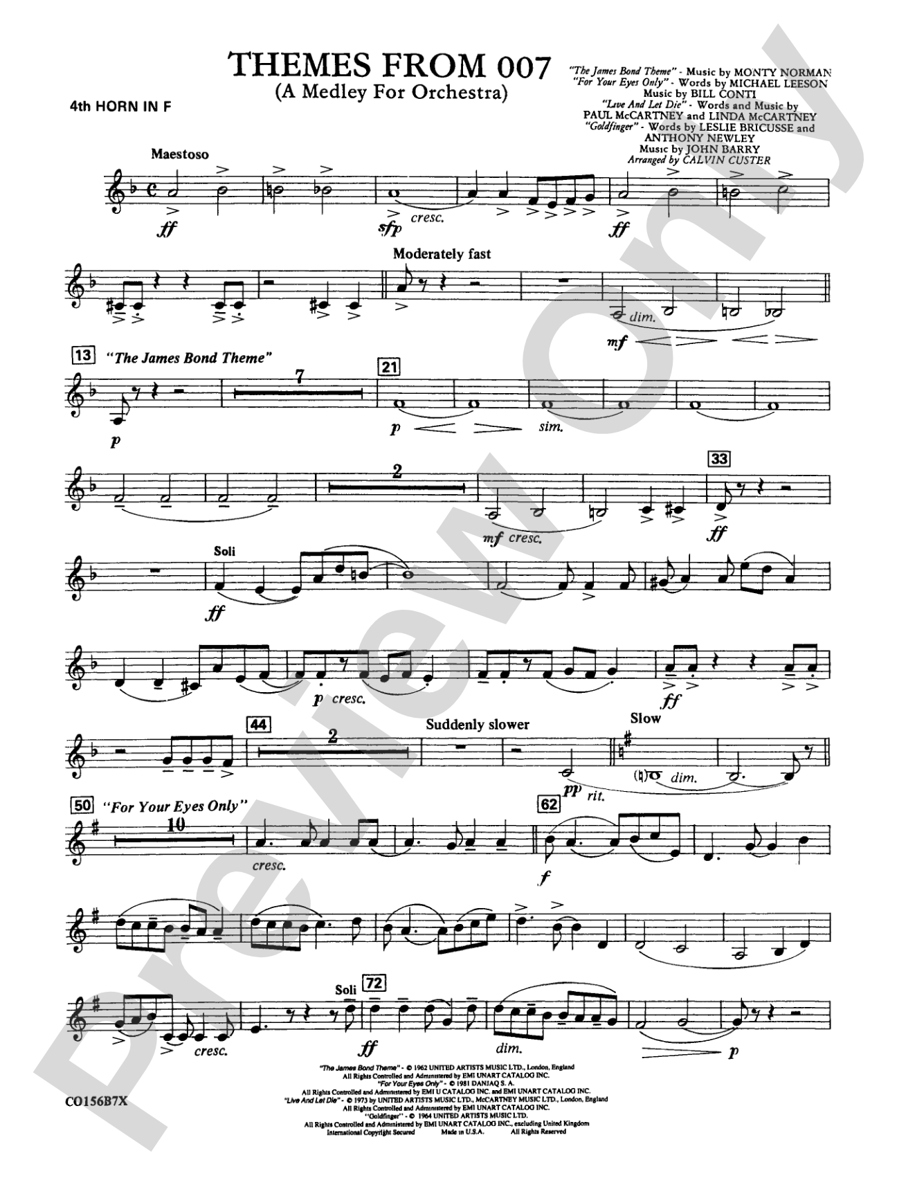 Themes from 007: 4th F Horn