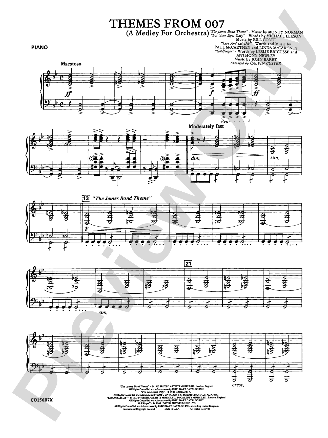 Themes from 007: Piano Accompaniment