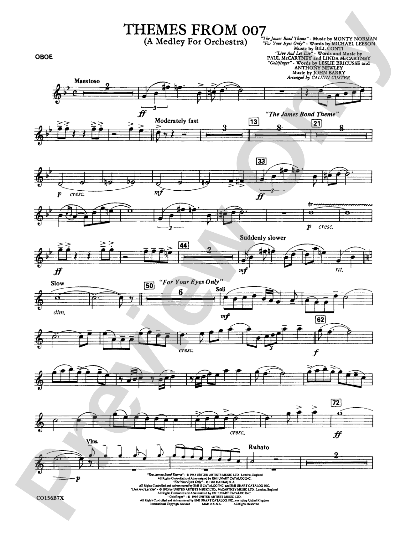 Themes from 007: Oboe