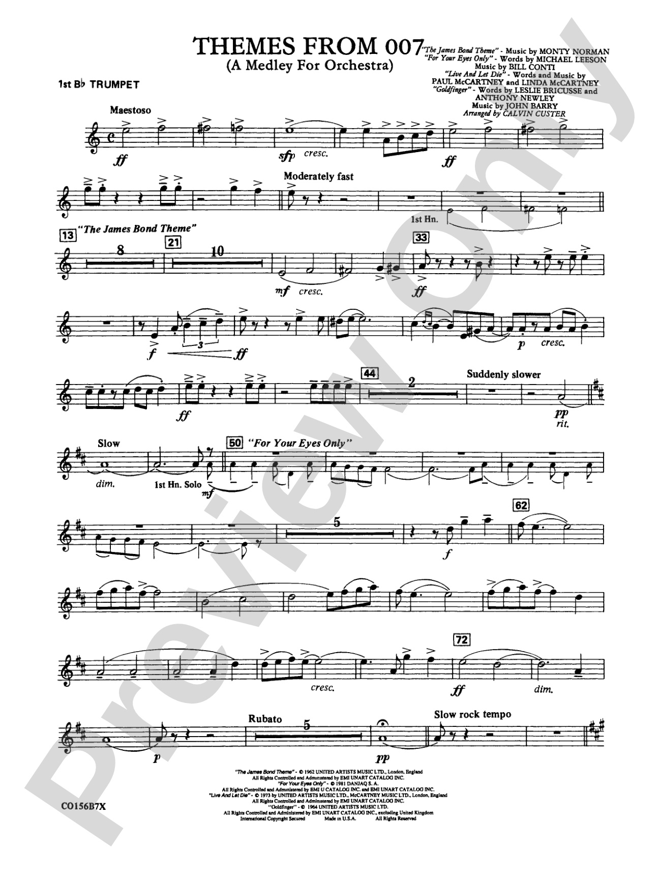 Themes from 007: 1st B-flat Trumpet