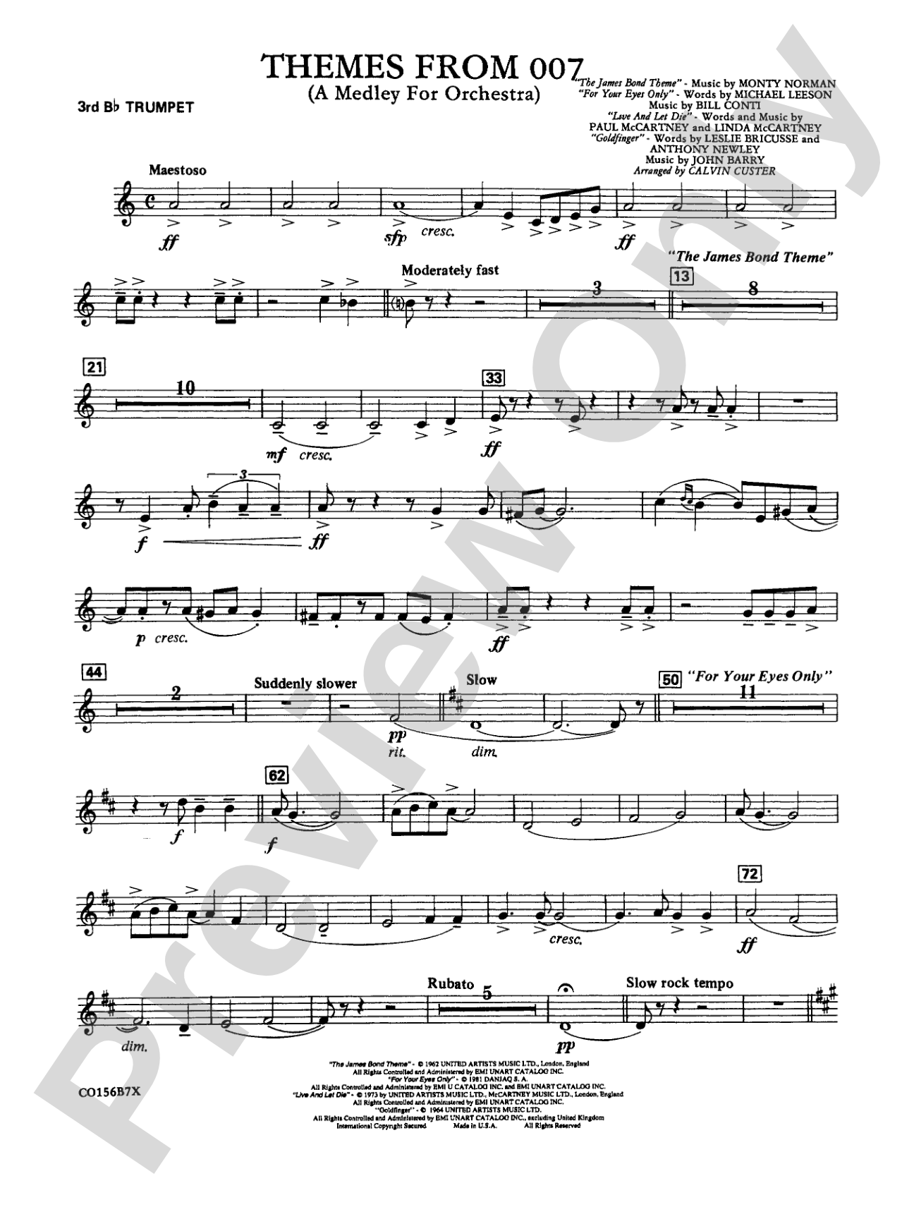 Themes from 007: 3rd B-flat Trumpet